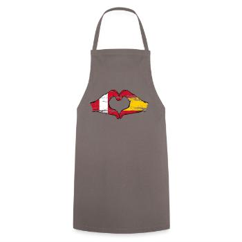 Peru Spain hands heart shape used - Cooking Apron - grey - Front - AI Model Male 185 dark (185cm)