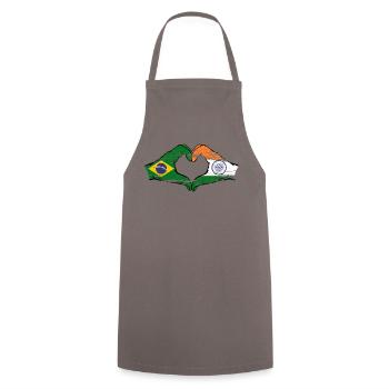 Brazil India Hands Heart Shape Used - Cooking Apron - grey - Front - AI Model Male 185 dark (185cm)