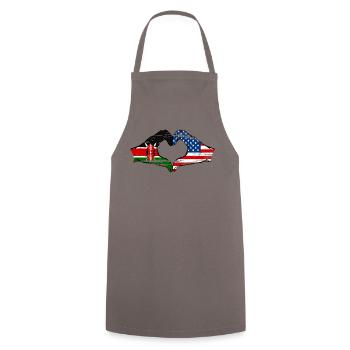 Kenya USA hands heart shape used - Cooking Apron - grey - Front - AI Model Male 185 dark (185cm)