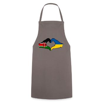 Kenya Ukraine Hands Heart Shape - Cooking Apron - grey - Front - AI Model Male 185 dark (185cm)