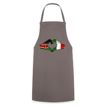 Kenya Italy hands heart shape used - Cooking Apron - grey - Front - AI Model Male 185 dark (185cm)