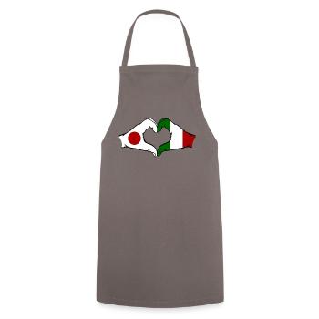 Japan Italy Hands Heart Shape - Cooking Apron - grey - Front - AI Model Male 185 dark (185cm)