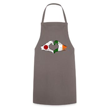 Japan Ireland hands heart shape used - Cooking Apron - grey - Front - AI Model Male 185 dark (185cm)