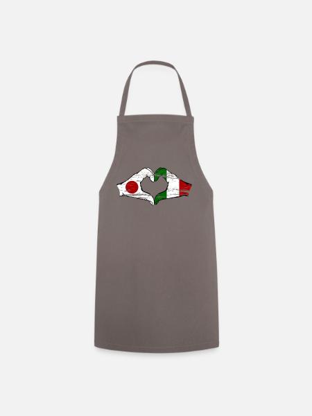 Japan Italy hands heart shape used - Cooking Apron - grey