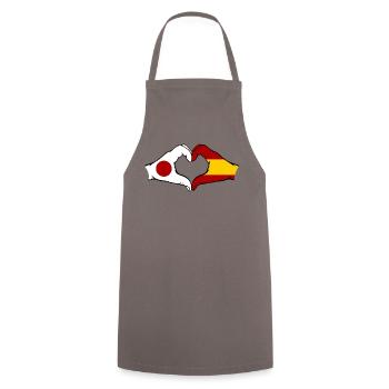 Japan Spain Hands Heart Shape - Cooking Apron - grey - Front - AI Model Male 185 dark (185cm)
