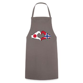 Japan Norway hands heart shape - Cooking Apron - grey - Front - AI Model Male 185 dark (185cm)