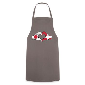 Japan Denmark hands heart shape used - Cooking Apron - grey - Front - AI Model Male 185 dark (185cm)