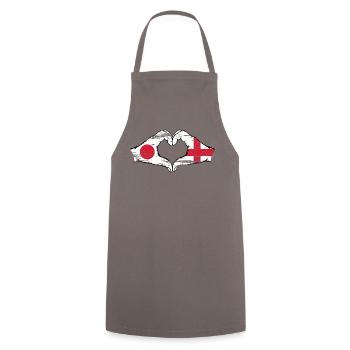 Japan England Hands Heart Shape Used - Cooking Apron - grey - Front - AI Model Male 185 dark (185cm)