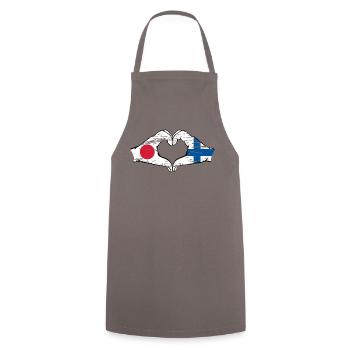 Japon Finlande mains forme de coeur utilisé - Tablier de cuisine - gris - Devant - AI Model Male 185 dark (185cm)