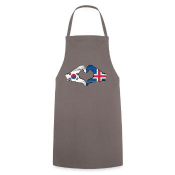 South Korea Iceland hands heart shape used - Cooking Apron - grey - Front - AI Model Male 185 dark (185cm)
