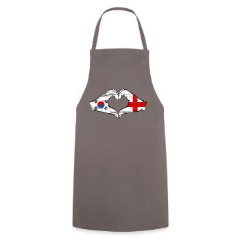South Korea England Hands Heart Shape Used - Cooking Apron - grey - Front - AI Model Male 185 dark (185cm)
