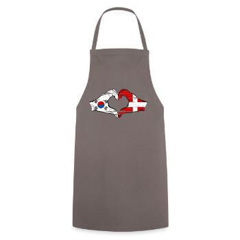 South Korea Denmark hands heart shape used - Cooking Apron - grey - Front - AI Model Male 185 dark (185cm)