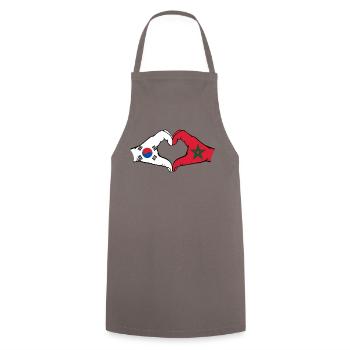 South Korea Morocco Hands Heart Shape - Cooking Apron - grey - Front - AI Model Male 185 dark (185cm)