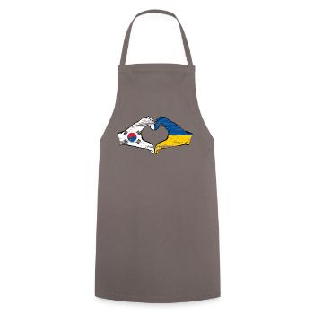 South Korea Ukraine hands heart shape used - Cooking Apron - grey - Front - AI Model Male 185 dark (185cm)