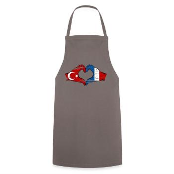Turkey France Hands Heart Shape Used - Cooking Apron - grey - Front - AI Model Male 185 dark (185cm)