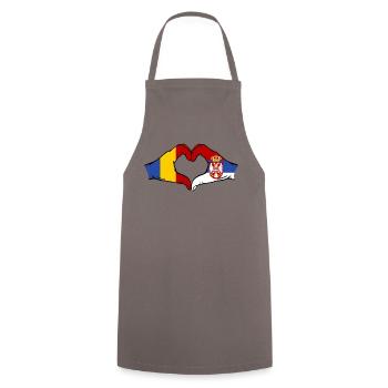 Romania Serbia Hands Heart Shape - Cooking Apron - grey - Front - AI Model Male 185 dark (185cm)