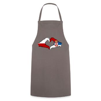 Polen Serbien Flagge Herzform - Kochschürze - Grau - Vorne - AI Model Male 185 dark (185cm)