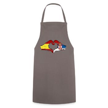 Espagne Serbie drapeau forme de coeur utilisé - Tablier de cuisine - gris - Devant - AI Model Male 185 dark (185cm)
