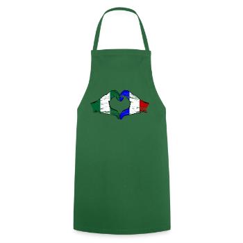 Nigeria France Flag Heart Shape Used - Cooking Apron - green - Front - AI Model Male 185 dark (185cm)