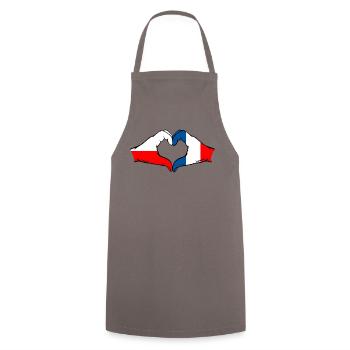 Pologne France Drapeau Coeur Forme - Tablier de cuisine - gris - Devant - AI Model Male 185 dark (185cm)