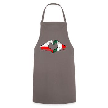 Poland Italy Flag Heart Shape Used - Cooking Apron - grey - Front - AI Model Male 185 dark (185cm)