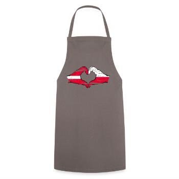 Latvia Poland flag hands heart shape used - Cooking Apron - grey - Front - AI Model Male 185 dark (185cm)