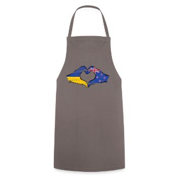 Ukraine Neuseeland Flagge Hände Herzform used - Kochschürze - Grau - Vorne - AI Model Male 185 dark (185cm)
