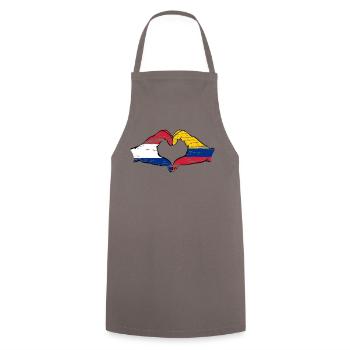 Hollande Colombie Drapeau Mains Coeur Forme Utilisé - Tablier de cuisine - gris - Devant - AI Model Male 185 dark (185cm)