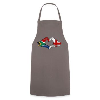 Afrique du Sud Angleterre drapeau mains forme de coeur utilisé - Tablier de cuisine - gris - Devant - AI Model Male 185 dark (185cm)