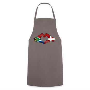 Südafrika Dänemark Flagge Hände Herzform used - Kochschürze - Grau - Vorne - AI Model Male 185 dark (185cm)