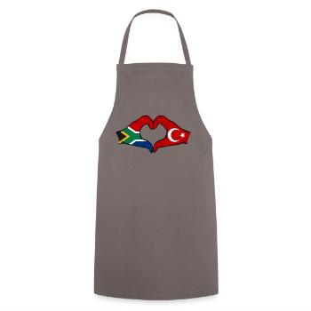 Afrique du Sud Turquie Drapeau Mains Coeur Forme - Tablier de cuisine - gris - Devant - AI Model Male 185 dark (185cm)