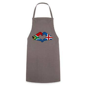 Afrique du Sud Islande Drapeau Mains Coeur Forme - Tablier de cuisine - gris - Devant - AI Model Male 185 dark (185cm)
