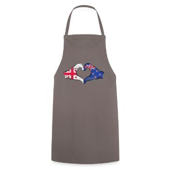 Géorgie Nouvelle-Zélande drapeau mains forme coeur utilisé - Tablier de cuisine - gris - Devant - AI Model Male 185 dark (185cm)