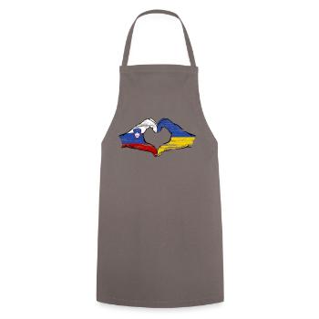 Slovenia Ukraine flag hands heart shape used - Cooking Apron - grey - Front - AI Model Male 185 dark (185cm)