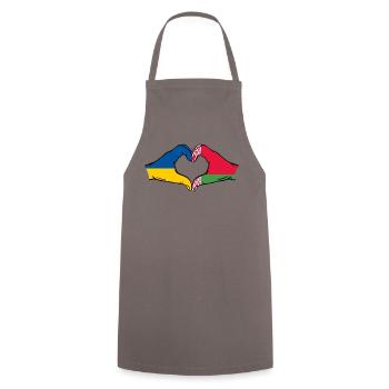 Ukraine Belarus Flag Hands Heart Shape - Cooking Apron - grey - Front - AI Model Male 185 dark (185cm)