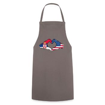 Serbie États-Unis drapeau mains forme de coeur utilisé - Tablier de cuisine - gris - Devant - AI Model Male 185 dark (185cm)