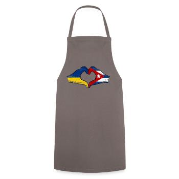Ukraine Kuba Flagge Hände Herzform used - Kochschürze - Grau - Vorne - AI Model Male 185 dark (185cm)