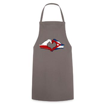 Poland Cuba Flag Hands Heart Shape Used - Cooking Apron - grey - Front - AI Model Male 185 dark (185cm)