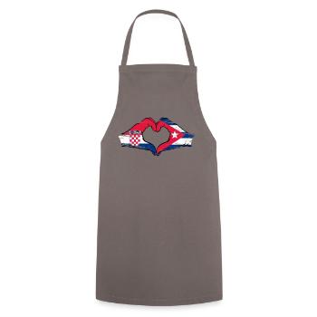 Croatia Cuba Flag Hands Heart Shape Used - Cooking Apron - grey - Front - AI Model Male 185 dark (185cm)