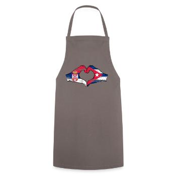 Serbie Cuba Drapeau Mains Coeur Forme Utilisé - Tablier de cuisine - gris - Devant - AI Model Male 185 dark (185cm)