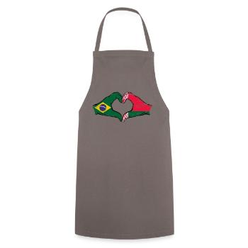 Brazil Belarus Flag Hands Heart Shape Used - Cooking Apron - grey - Front - AI Model Male 185 dark (185cm)