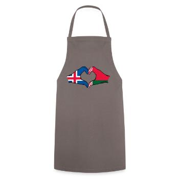 Island Belarus Flagge Hände Herzform - Kochschürze - Grau - Vorne - AI Model Male 185 dark (185cm)
