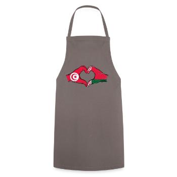 Tunisie Biélorussie Drapeau Mains Coeur Forme Utilisé - Tablier de cuisine - gris - Devant - AI Model Male 185 dark (185cm)