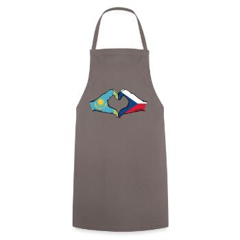Kazakhstan République tchèque Drapeau Mains Coeur Forme - Tablier de cuisine - gris - Devant - AI Model Male 185 dark (185cm)