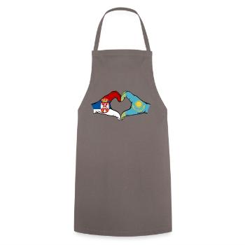 Serbie Kazakhstan Drapeau Mains Coeur Forme - Tablier de cuisine - gris - Devant - AI Model Male 185 dark (185cm)