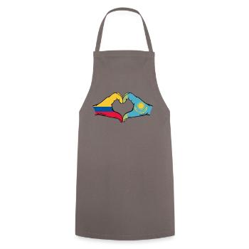 Colombie Kazakhstan drapeau mains forme de coeur - Tablier de cuisine - gris - Devant - AI Model Male 185 dark (185cm)