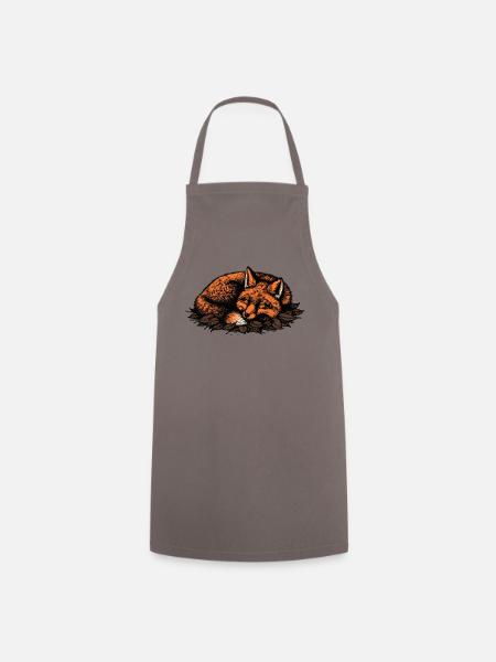 Schlafender Fuchs auf Herbstblättern - Kochschürze - Grau