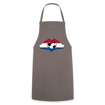 Drapeau de football hollandais mains forme de coeur utilisé - Tablier de cuisine - gris - Devant - AI Model Male 185 dark (185cm)