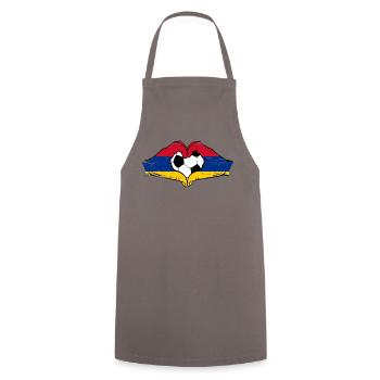 Drapeau arménien, football, mains, forme coeur, utilisé - Tablier de cuisine - gris - Devant - AI Model Male 185 dark (185cm)