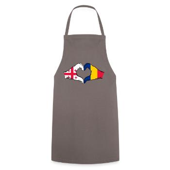 Géorgie Roumanie drapeau mains forme de coeur - Tablier de cuisine - gris - Devant - AI Model Male 185 dark (185cm)